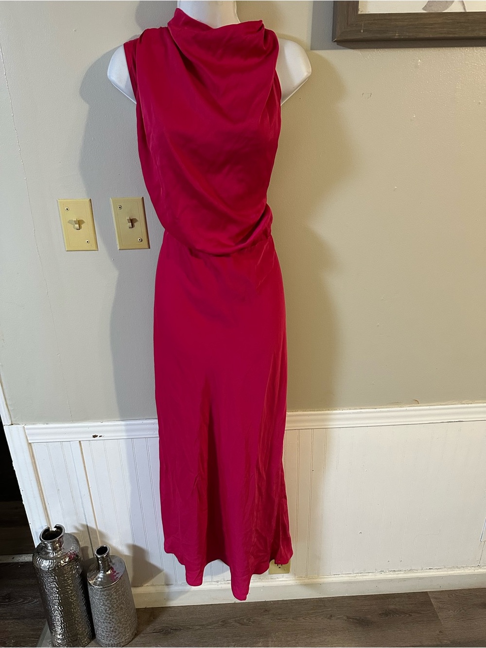 Sleeveless Cowl Maxi Dress in Fuchsia Pink